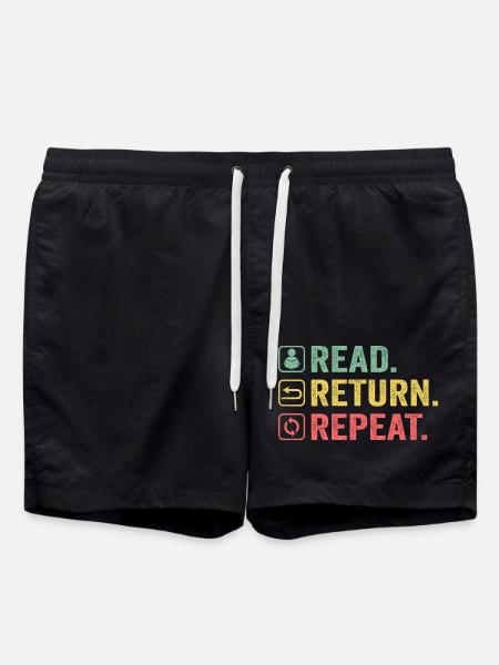 Read, Return, Repeat, Book Lover - Swim Trunks - black