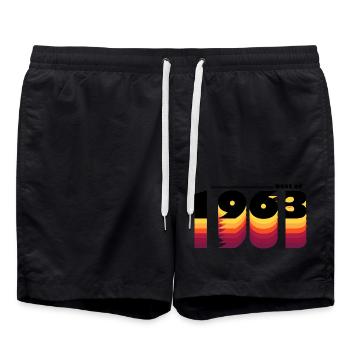 Vintage Bold Tribute to 1963 - Feiern Sie den 62. - Badeshorts - Schwarz - Vorne - AI Model Male 185 light (185cm)