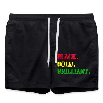 Noir Audacieux Brillant Noir Mois de l’histoire Africain - Short de bain - noir - Devant - AI Model Male 185 light (185cm)