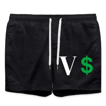 Lettre v dollar - Short de bain - noir - Devant - AI Model Male 185 light (185cm)