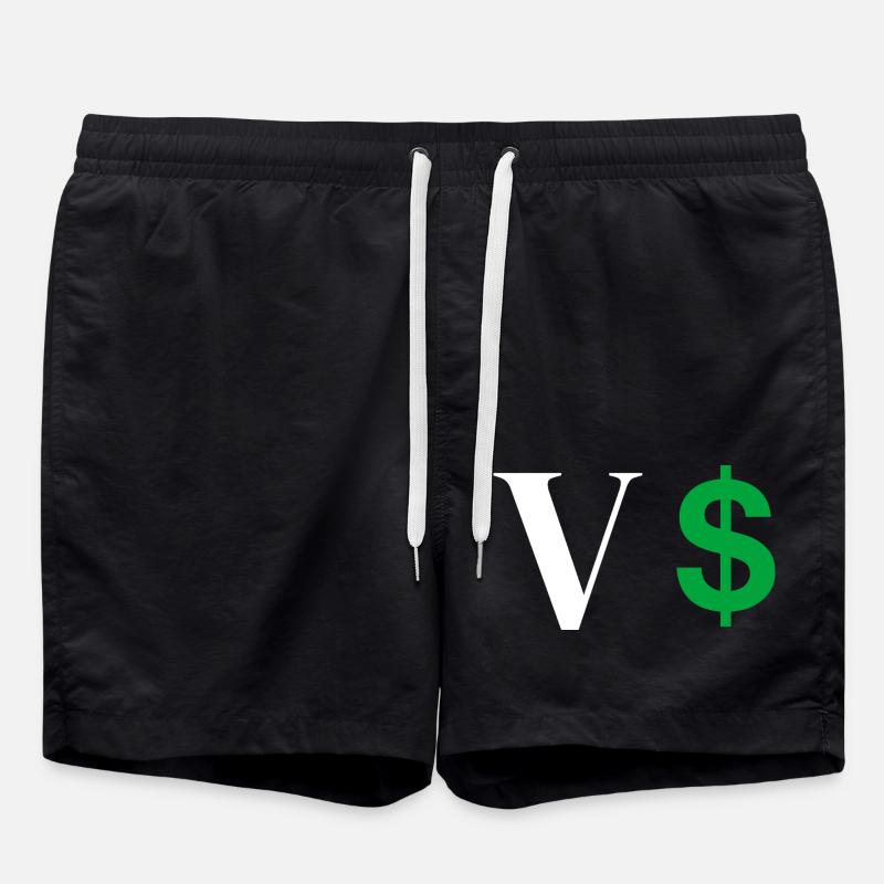 Lettre v dollar - Short de bain - noir