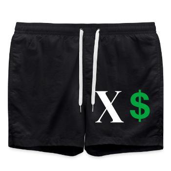 Letter x dollar - Swim Trunks - black - Front - AI Model Male 185 light (185cm)