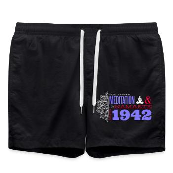 Peace Vibes & Meditation Since 1942 - 83 Years of - Swim Trunks - black - Front - AI Model Male 185 light (185cm)
