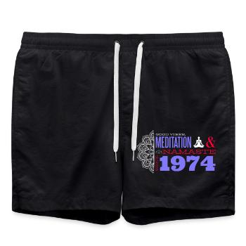 Namaste Soul Since 1974 - 51 Years of Peace - Swim Trunks - black - Front - AI Model Male 185 light (185cm)