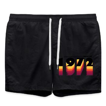 Vintage Timeless Style of 1972 - 53rd Birthday - Swim Trunks - black - Front - AI Model Male 185 light (185cm)
