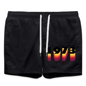 Vintage Bold Tribute to 1973 - Feiern Sie den 52. - Badeshorts - Schwarz - Vorne - AI Model Male 185 light (185cm)