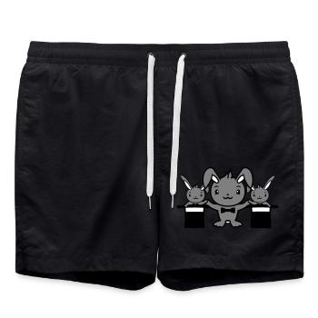 Hasen Zauberer Zylinder Hut Kinder 2 Babys zaubern - Badeshorts - Schwarz - Vorne - AI Model Male 185 light (185cm)