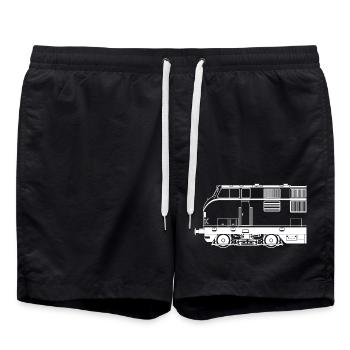 BR 221 line half white - Swim Trunks - black - Front - AI Model Male 185 light (185cm)