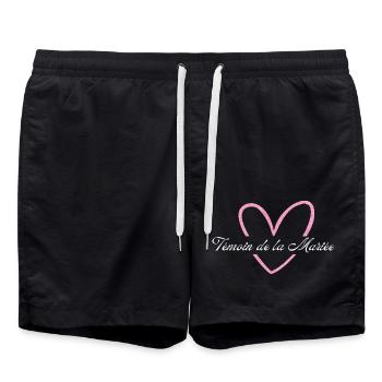 Brautzeuge Rosa Herz Glitzer - Badeshorts - Schwarz - Vorne - AI Model Male 185 light (185cm)