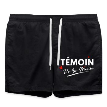 Brautzeuge Herzen - Brautgeschenk - Badeshorts - Schwarz - Vorne - AI Model Male 185 light (185cm)