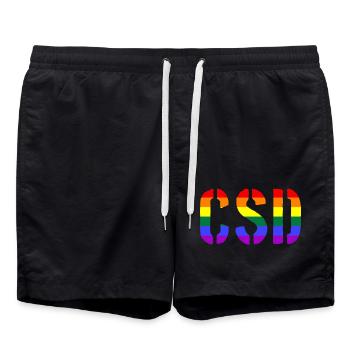 CSD - Christopher Street Day - Gay - Lesbian - Badeshorts - Schwarz - Vorne - AI Model Male 185 light (185cm)