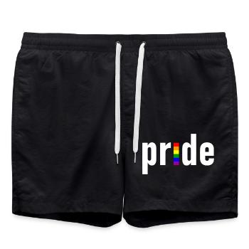 gay pride - schwul - lesbisch - CSD - LGBTQ+ - Badeshorts - Schwarz - Vorne - AI Model Male 185 light (185cm)