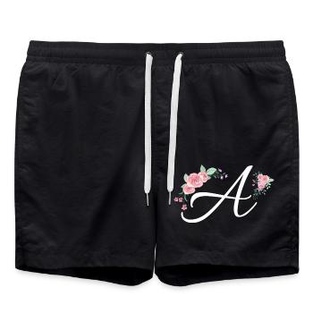 Letter to flowers - Swim Trunks - black - Front - AI Model Male 185 light (185cm)