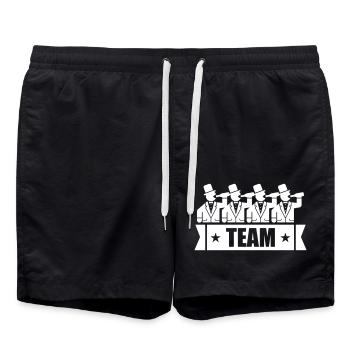 Bachelor Party Team - Swim Trunks - black - Front - AI Model Male 185 light (185cm)