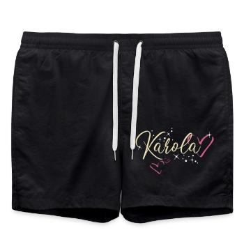 Karola Nom Prénom Calligraphie coeur - Short de bain - noir - Devant - AI Model Male 185 light (185cm)