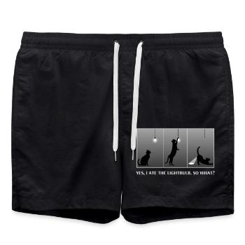 Drôle de chat a mangé une ampoule électrique alors quel cul brillant impertinent - Short de bain - noir - Devant - AI Model Male 185 light (185cm)