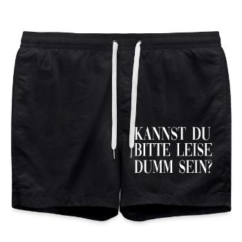 Kannst du bitte leise dumm sein? - Badeshorts - Schwarz - Vorne - AI Model Male 185 light (185cm)