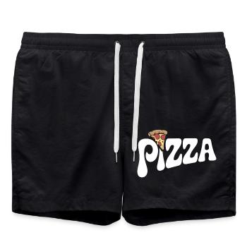 Pizza - Fast Food Lover Design - Swim Trunks - black - Front - AI Model Male 185 light (185cm)