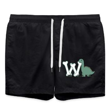 Buchstabe W - Badeshorts - Schwarz - Vorne - AI Model Male 185 light (185cm)