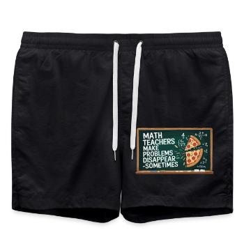 Professeur de mathématiques drôle Conception Pizza et résolution de problèmes - Short de bain - noir - Devant - AI Model Male 185 light (185cm)