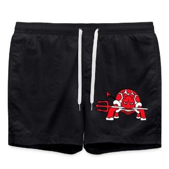 Turtle Devil Hell Trident Evil Demon Cool - Swim Trunks - black - Front - AI Model Male 185 light (185cm)