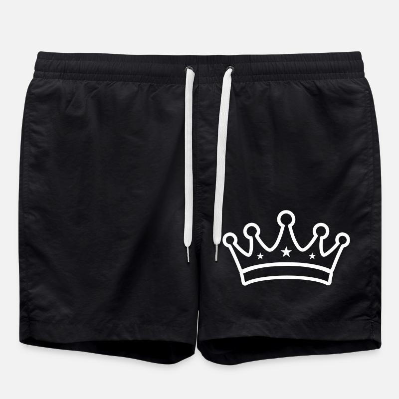 Crown Contour Outline - Swim Trunks - black
