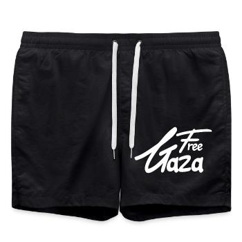Texte Free Gaza - Short de bain - noir - Devant - AI Model Male 185 light (185cm)