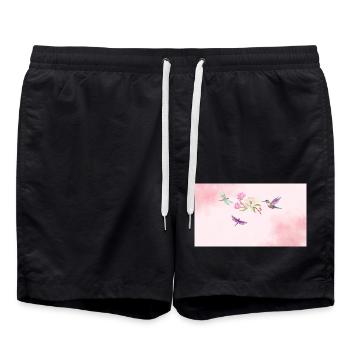 Beautiful bird with flies and flower - Short de bain - noir - Devant - AI Model Male 185 light (185cm)