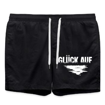 Erzgebirge Gruss Glueck auf - Badeshorts - Schwarz - Vorne - AI Model Male 185 light (185cm)