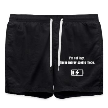 I'm Not Lazy – I'm in Energy-Saving Mode - Swim Trunks - black - Front - AI Model Male 185 light (185cm)