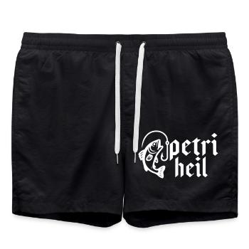 Petri Heil Angeln - Badeshorts - Schwarz - Vorne - AI Model Male 185 light (185cm)