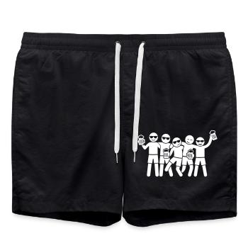 Party Urlaub Gruppe - Badeshorts - Schwarz - Vorne - AI Model Male 185 light (185cm)