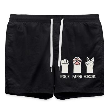 Rock Paper Scissors Katzen Pfoten - Badeshorts - Schwarz - Vorne - AI Model Male 185 light (185cm)