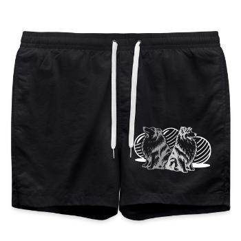 Treibball (3 Farben) - Badeshorts - Schwarz - Vorne - AI Model Male 185 light (185cm)