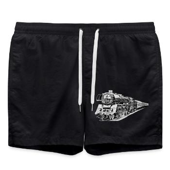 Dampflokomotive - Badeshorts - Schwarz - Vorne - AI Model Male 185 light (185cm)