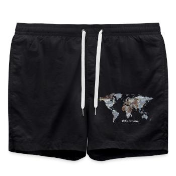 Carte du monde - Explorons! - Short de bain - noir - Devant - AI Model Male 185 light (185cm)