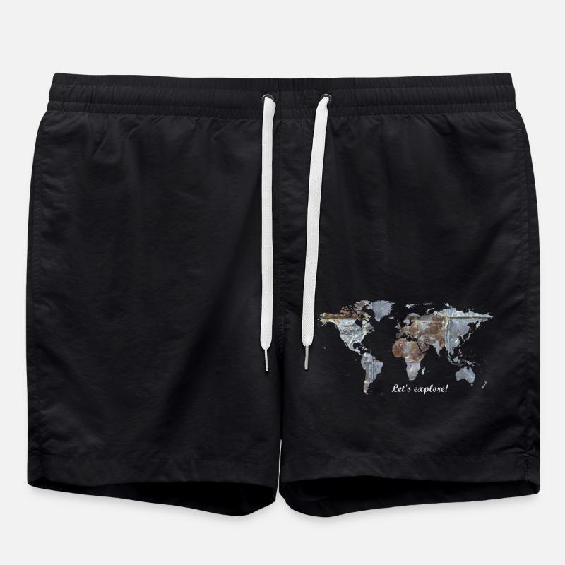 Weltkarte - Let's explore! - Badeshorts - Schwarz