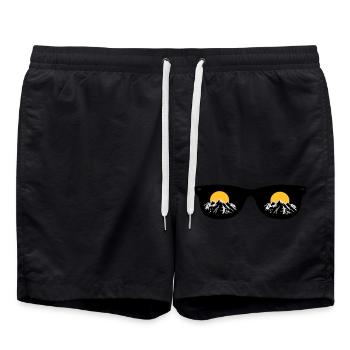 Berge - Badeshorts - Schwarz - Vorne - AI Model Male 185 light (185cm)