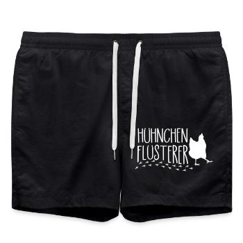 Lustiger Huhn Spruch Hühnchen Flüsterer - Badeshorts - Schwarz - Vorne - AI Model Male 185 light (185cm)