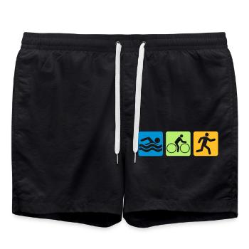 bunt sport buttons piktogramm cool logo swim bike - Badeshorts - Schwarz - Vorne - AI Model Male 185 light (185cm)