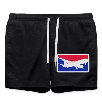 sports logo red blue pilot hobby pilot aircraft - Swim Trunks - black - Front - AI Model Male 185 light (185cm)