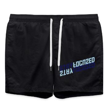 stay focused mirrored crazy reflection schat - Swim Trunks - black - Front - AI Model Male 185 light (185cm)