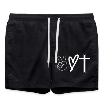 Paix Amour Croix Chrétiens Jésus Foi - Short de bain - noir - Devant - AI Model Male 185 light (185cm)