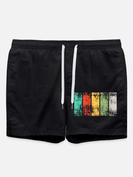 Retro Stripes Wide Vintage - Swim Trunks - black