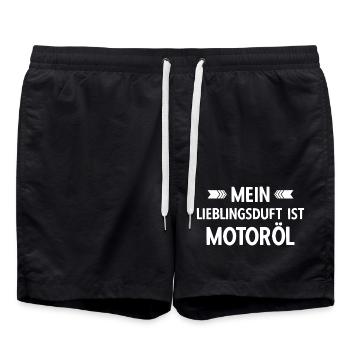 Mechaniker Lieblingsduft ist Motoröl - Badeshorts - Schwarz - Vorne - AI Model Male 185 light (185cm)