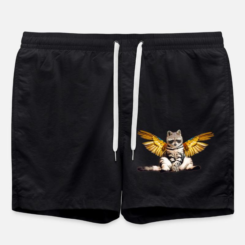 Raccoon Cat - Swim Trunks - black