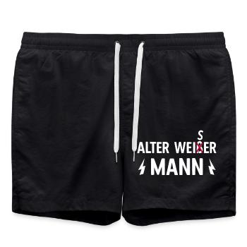 Alter weißer Mann weise klug Opa Großvater - Badeshorts - Schwarz - Vorne - AI Model Male 185 light (185cm)