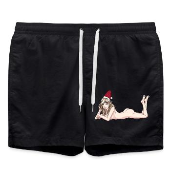 Sexy Noël Nude Elf Troll Nicholas Fantasy - Short de bain - noir - Devant - AI Model Male 185 light (185cm)
