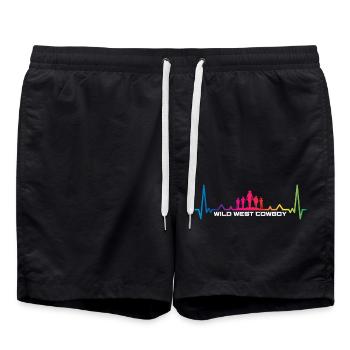 cowboy heartbeat- Cowboy Western Texas - Swim Trunks - black - Front - AI Model Male 185 light (185cm)