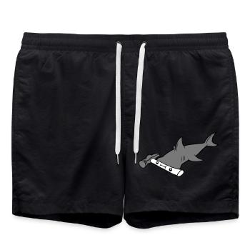 Hammerhead Shark Tool Face - Swim Trunks - black - Front - AI Model Male 185 light (185cm)
